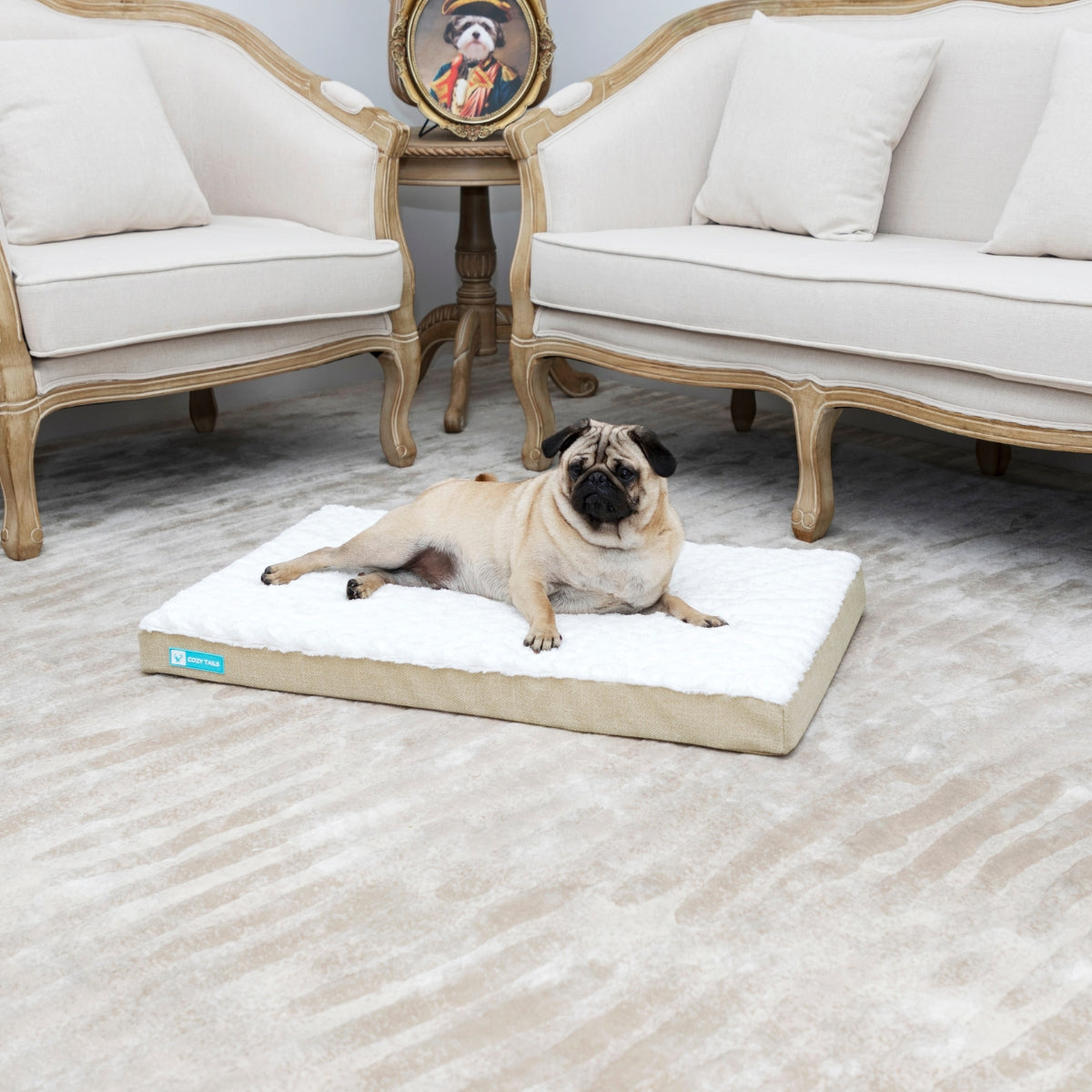 Tan 3D Sea Wave Orthopedic Dog Bed