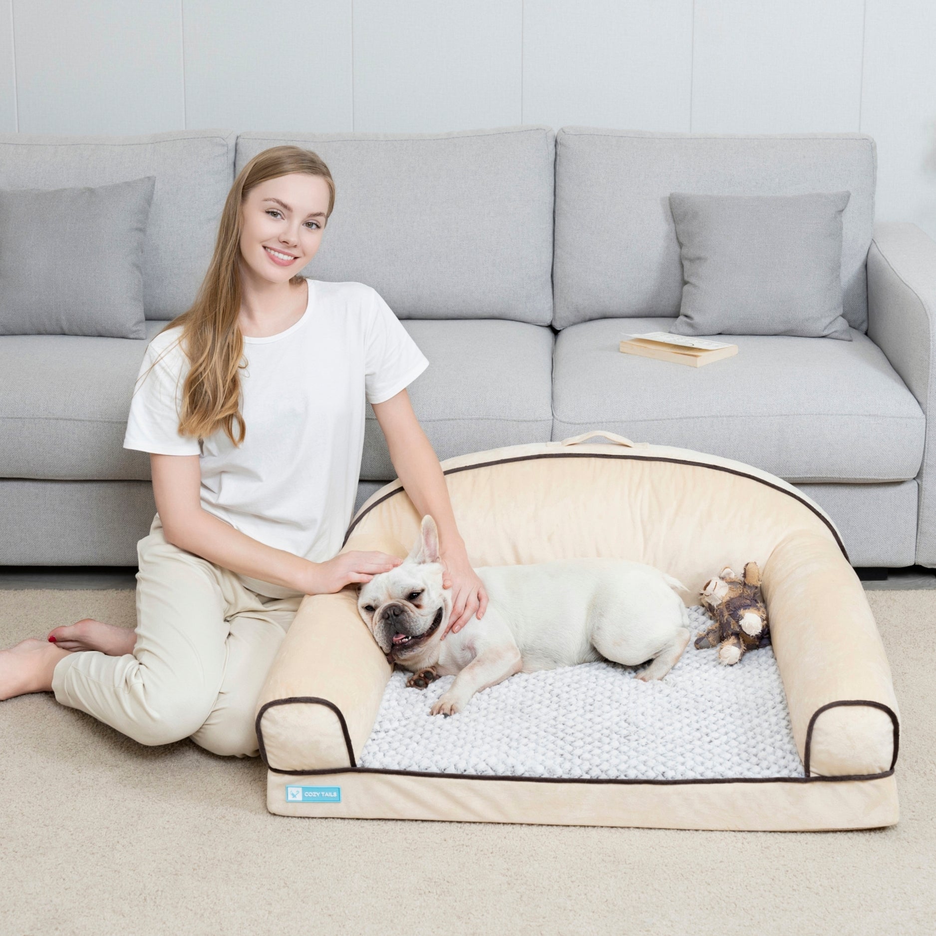 Tan Classic Dog Sofa Bed | Pawsi Clawsi