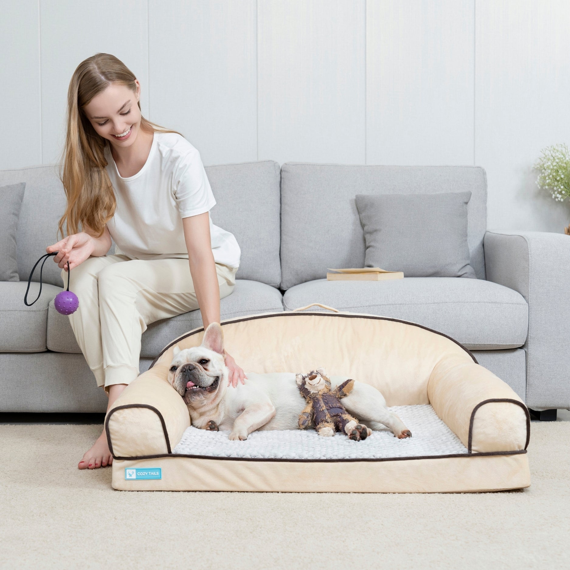 Pawsi Clawsi Tan Classic Dog Sofa Bed