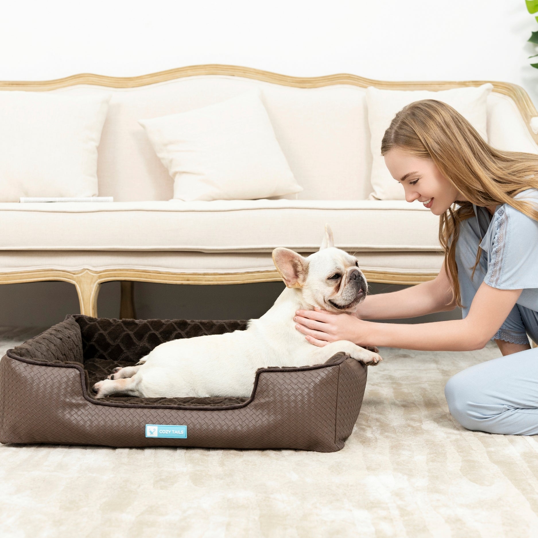 Pawsi Clawsi Brown 3D Sea Wave Memory Foam Dog Couch