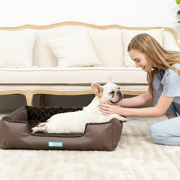 Brown 3D Sea Wave Memory Foam Dog Couch