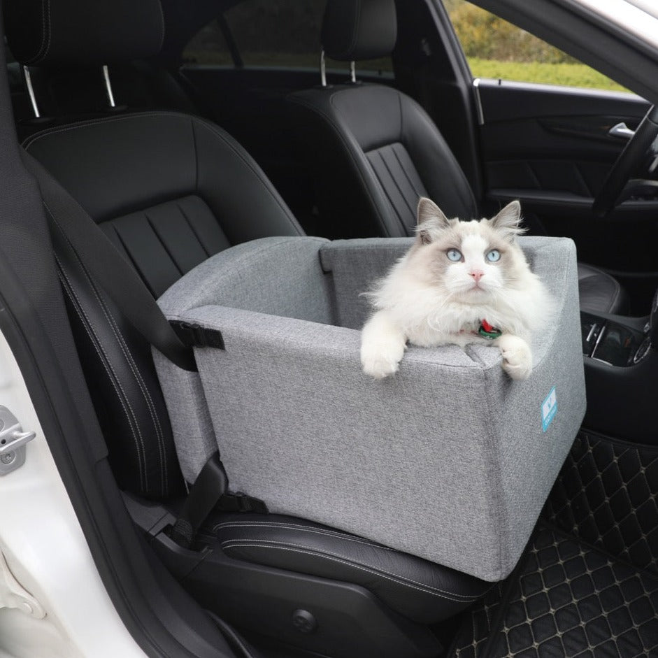 Grey Premium Pet Car Booster Seat | 2 Years No Sag Memory Foam Warranty 