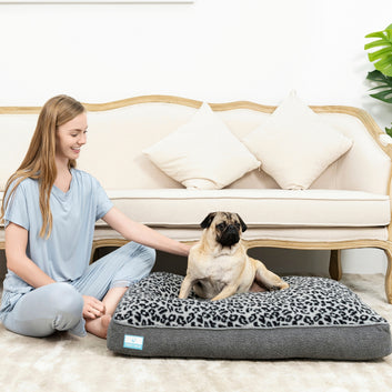 Leopord Grey Shredded Memory Foam Dog Bed