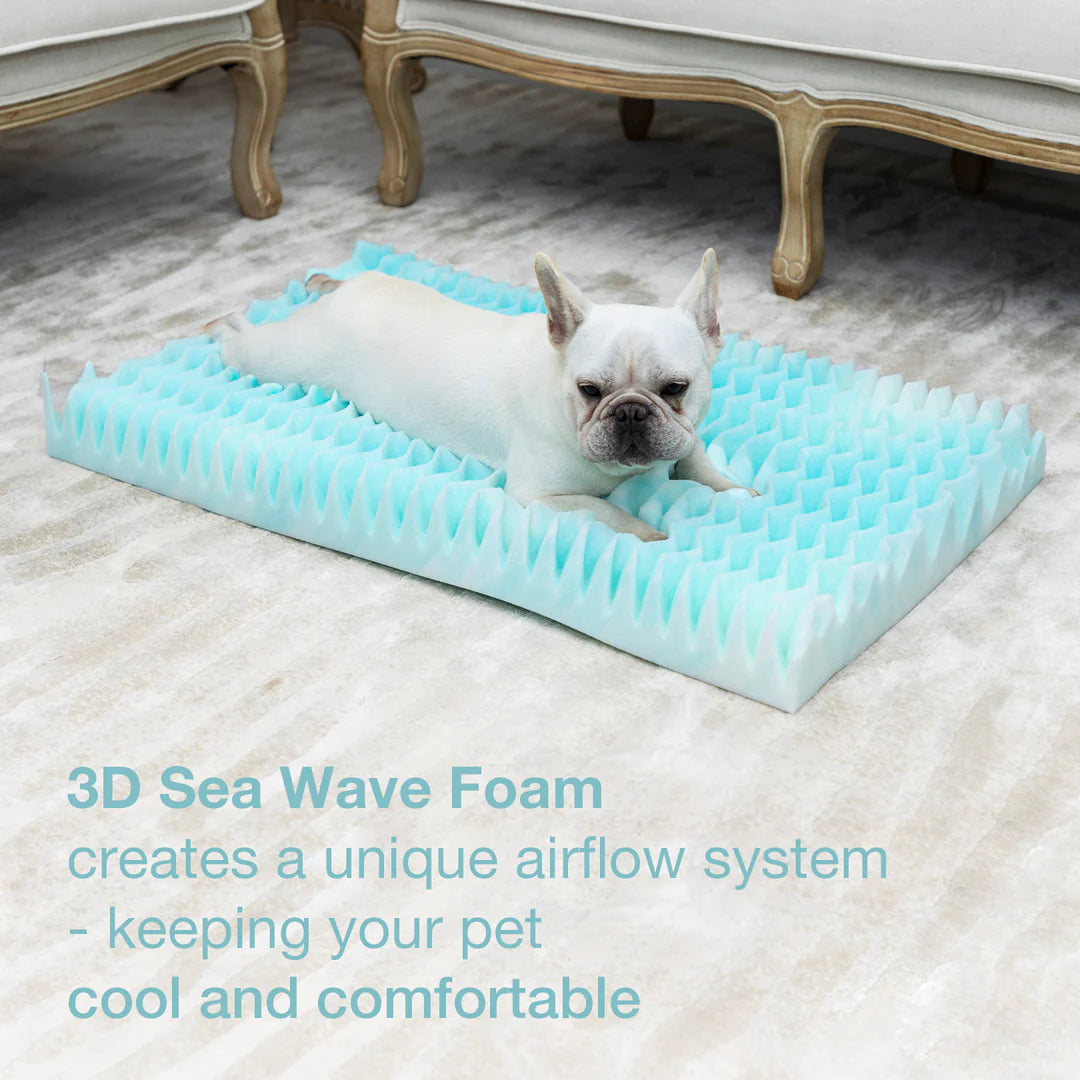 Grey 3D Sea Wave Orthopedic Dog Bed