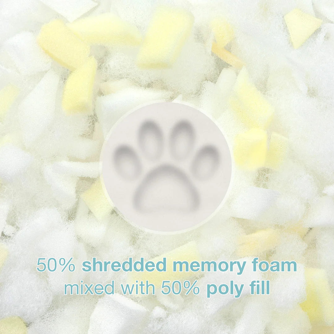 Beige Shredded Memory Foam Dog Bed With Waterproof Liner