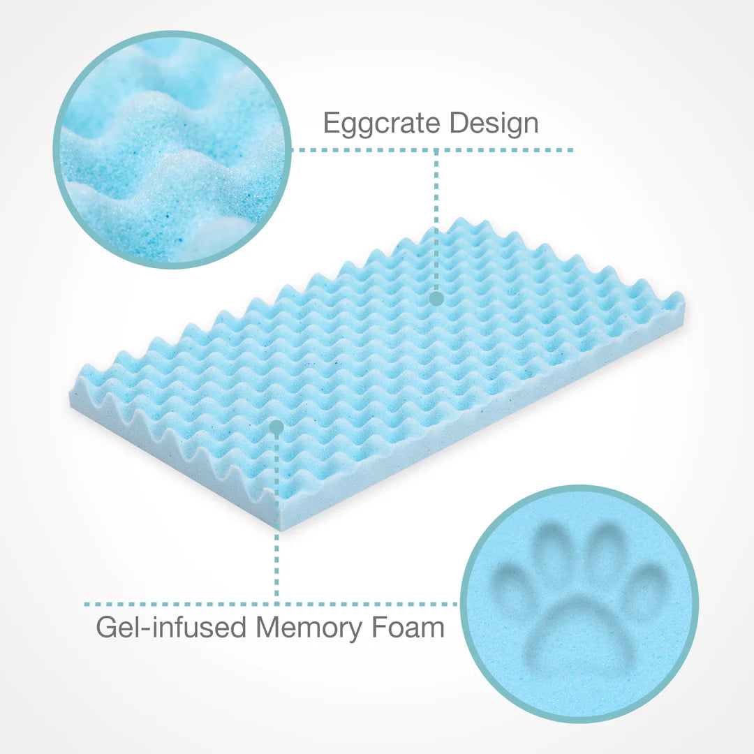 Gel infused memory foam | Navy Memory Foam Dog Bolster Bed 