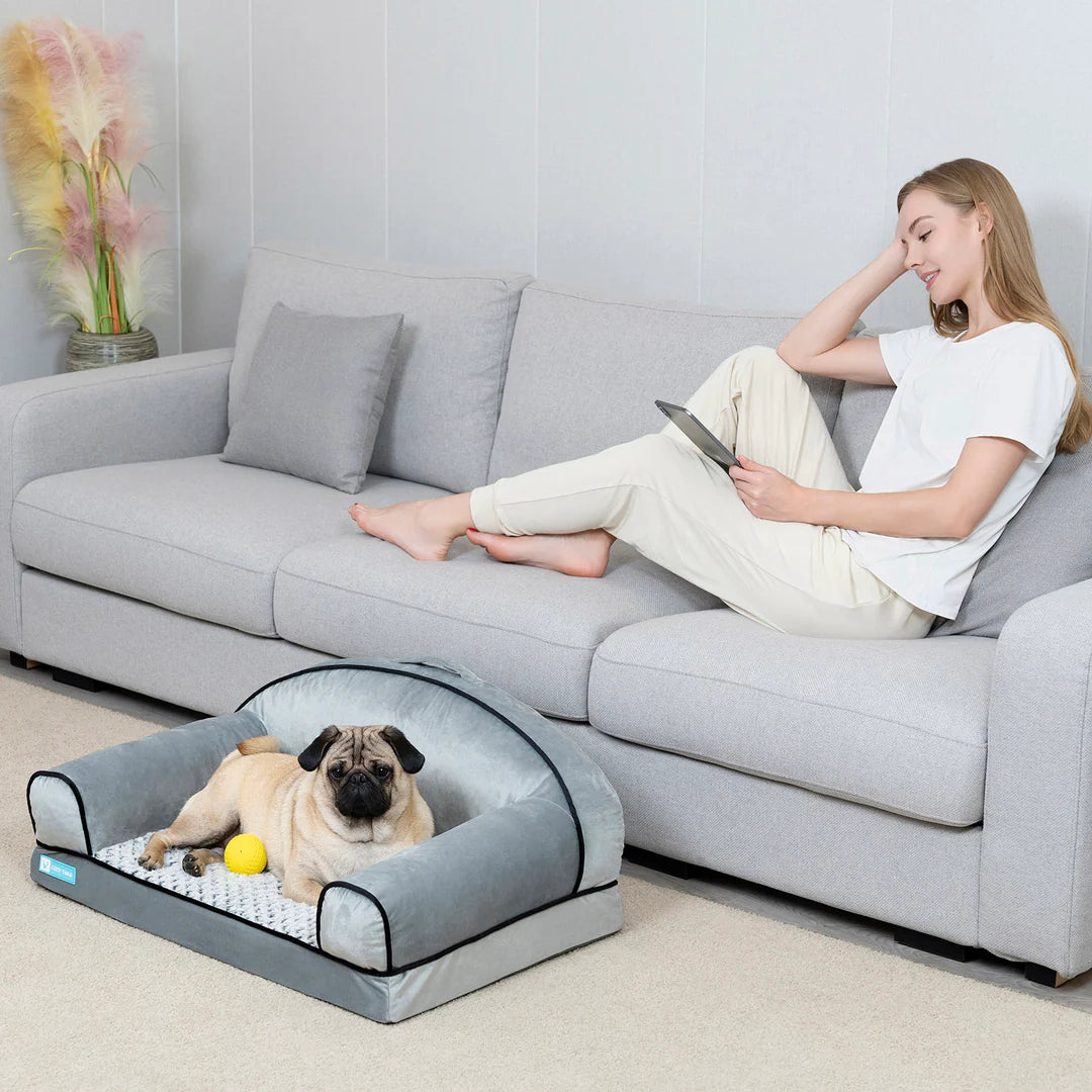 Grey Classic Dog Sofa Bed | Anti-Anxiety or calming dog beds