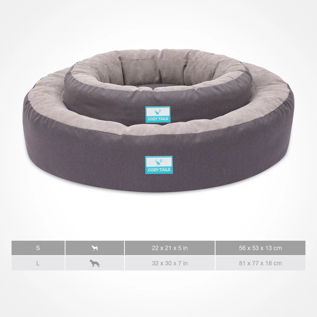 Grey Orthopedic Gel Pad Donut Dog Bed | Pawsi Clawsi