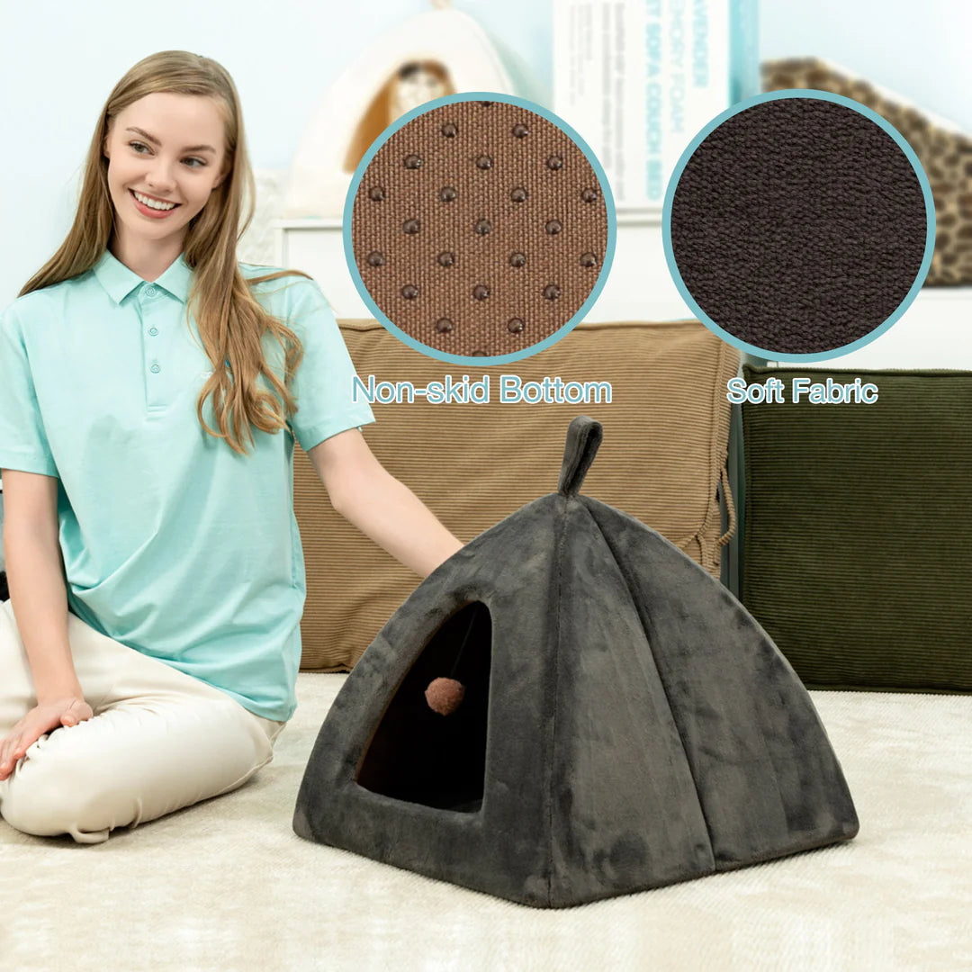 Non- Side Bottom | Soft Fabric | Pyramid Cat House