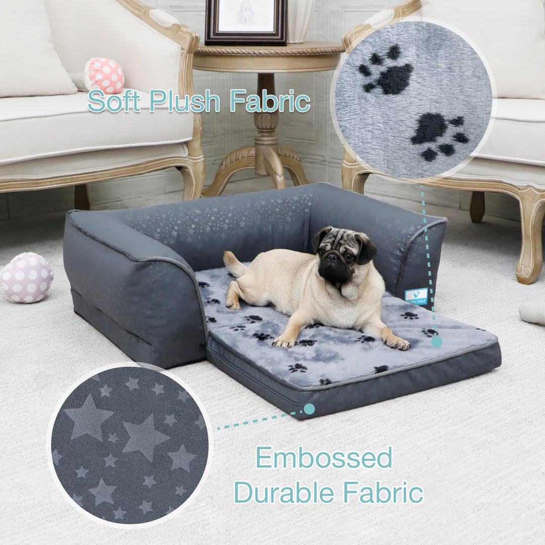 Grey Orthopedic Fold Out Dog Sofa 