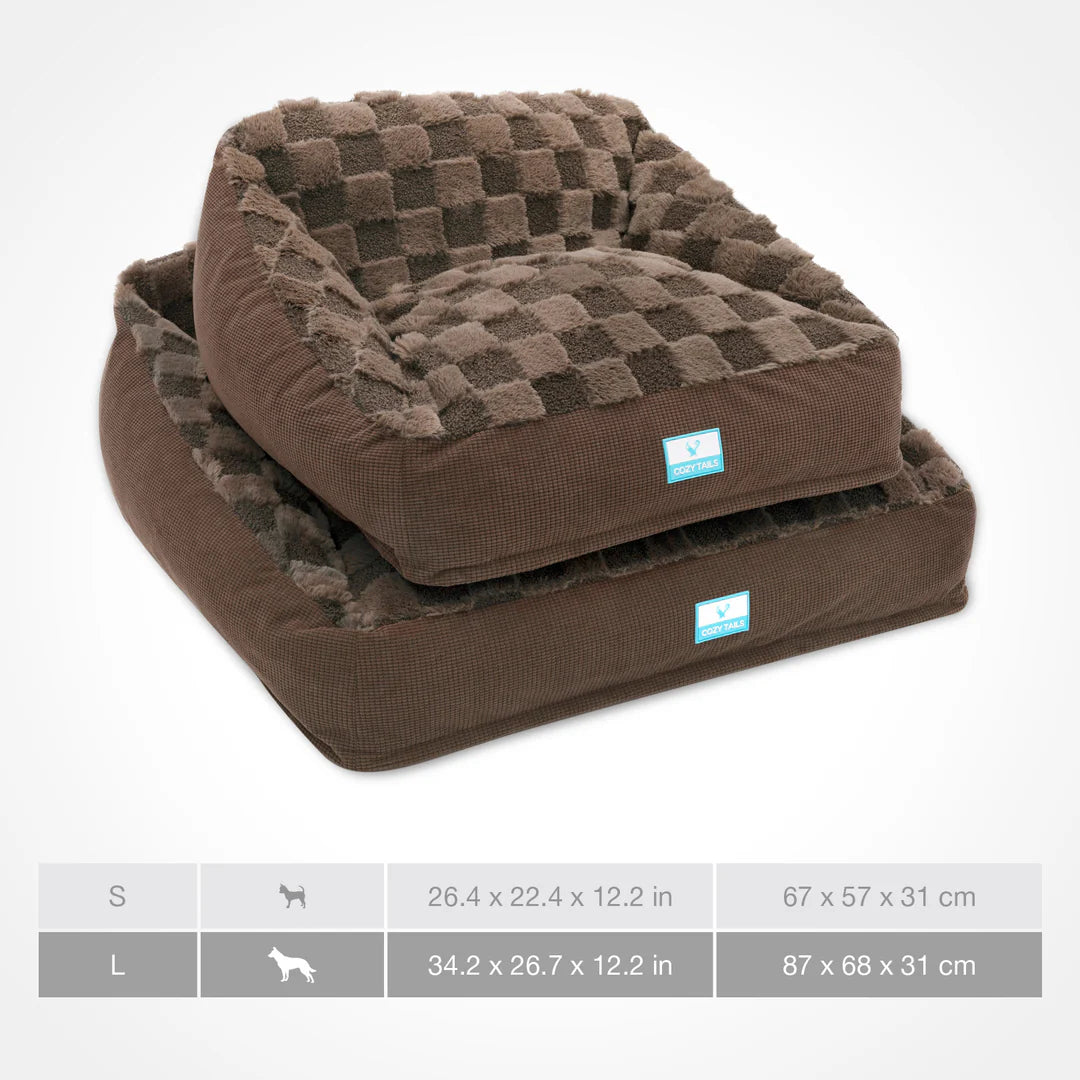 Anti-Anxiety or calming dog beds | Brown Premium Memory Foam Dog Sofa Bed | 