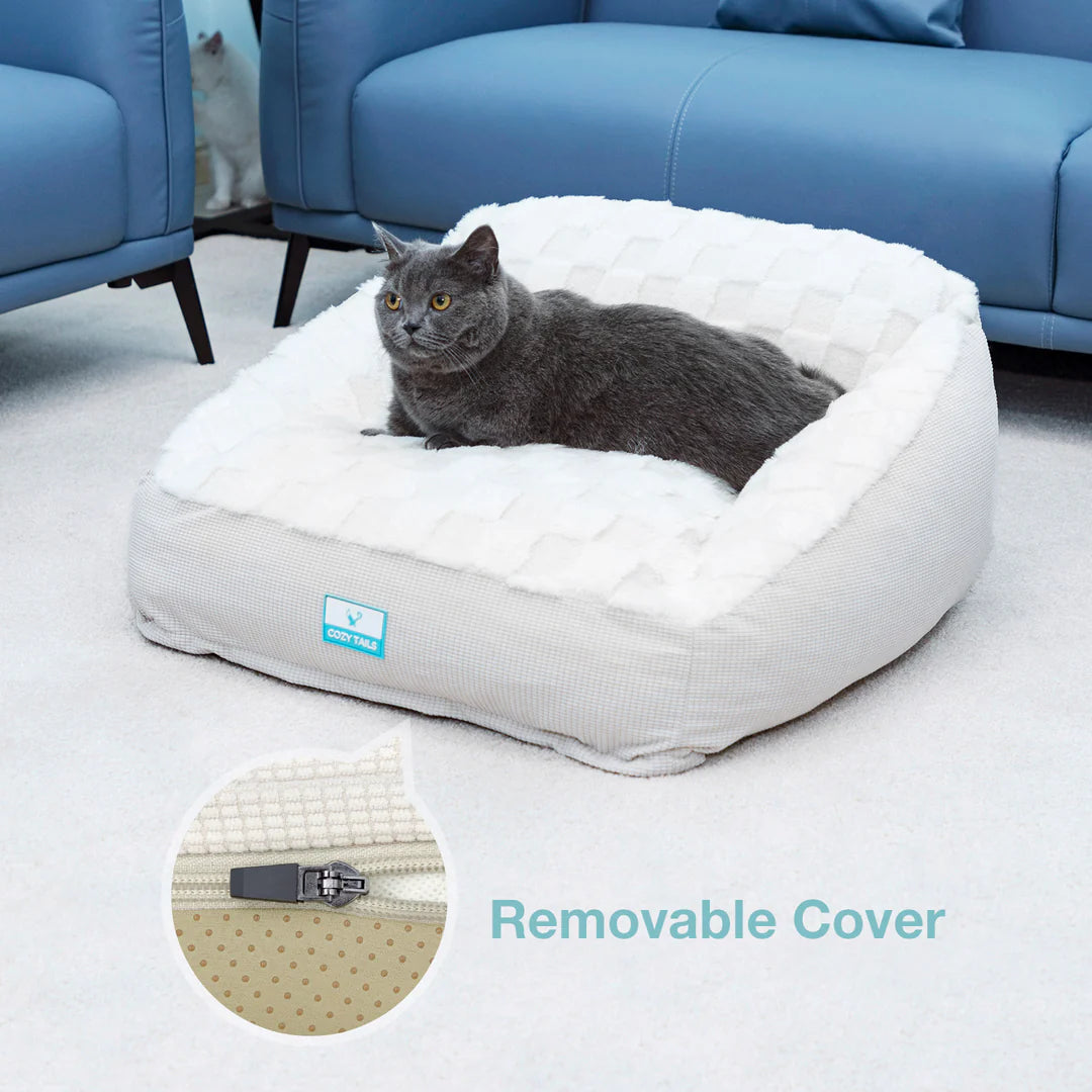 Cat Beds | Beige Premium Memory Foam Cat Sofa Bed