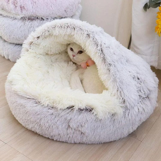 Faux Fur Calming Cat Cave Bed