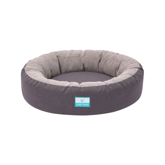 Grey Orthopedic Gel Pad Donut Dog Bed