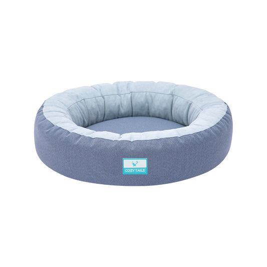 Blue Orthopedic Gel Pad Donut Dog Bed