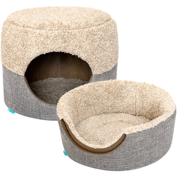 Tan 2-In-1 Pet Cuddler Bed | Pawsi Clawsi