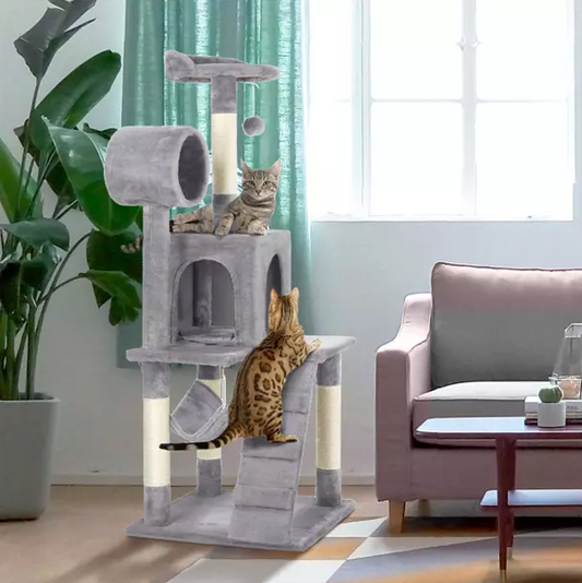 Cat Playing Large Indoor Condo Tree Castle House